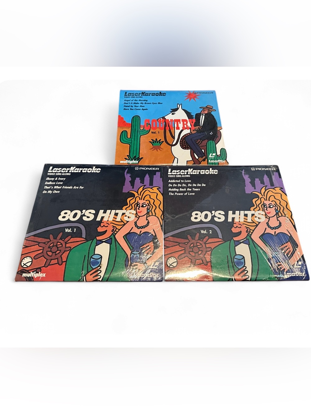 LASER KARAOKE- 8" LaserDisc- Country, 50's, 60's & 80's Hits- Pioneer Multiplex